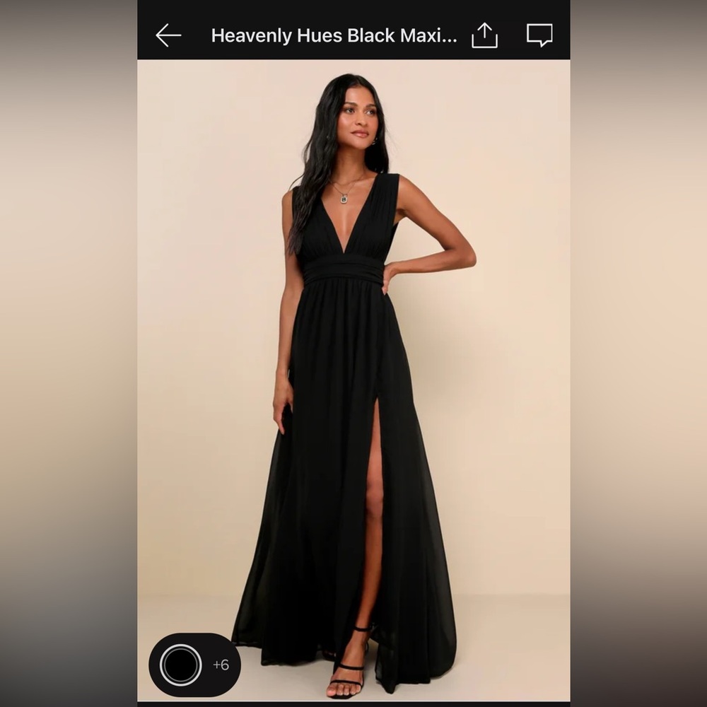 Lulu’s Heavenly Hues Black Maxi Dress, Size Medium